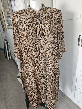 Addition Elle Size 22 Leopard Animal Print Long Tunic Blouse Shirt NWT $90